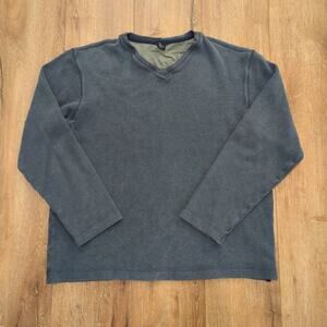 VTG‎ Gap Men's XL V-Neck Sweatshirt Mid Heavy Weight Blank Sweater Navy Blue Y2K